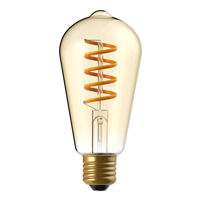 4W filament lamp met verticaal spiraal, 1800K, amber glas, Ø60 - dimbaar