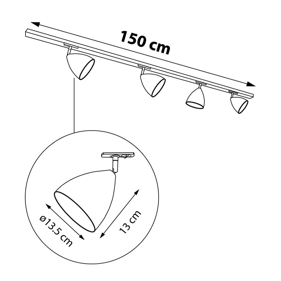 Modern 1-fase railsysteem van 1,5 meter met Jacques spots - plafondlamp