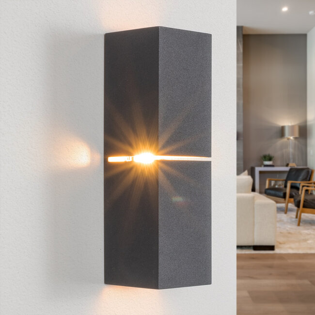 Moderne wandlamp zwart met goud - Zev