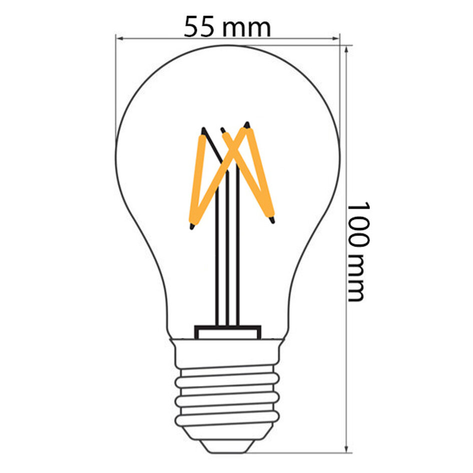 Prikkabel set met dimbare 4 watt LED filament lampen met grote kap