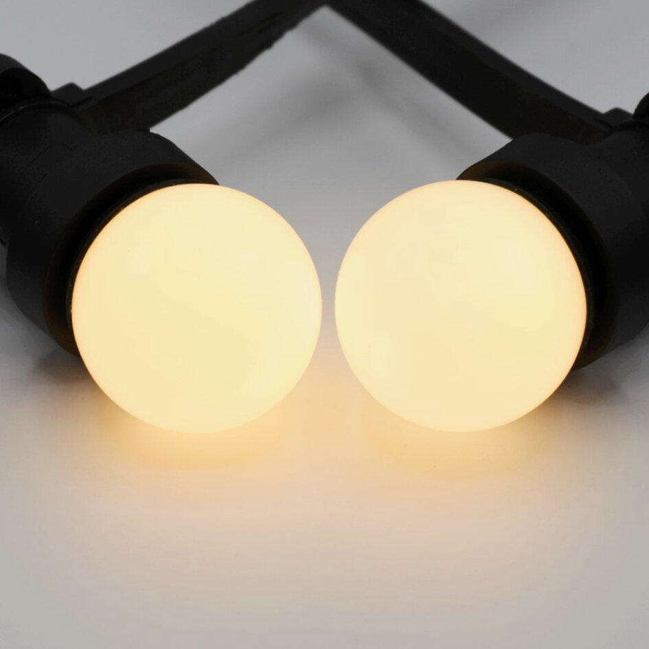 Prikkabel set met 2 watt dimbare LED lampen met melkwitte kap