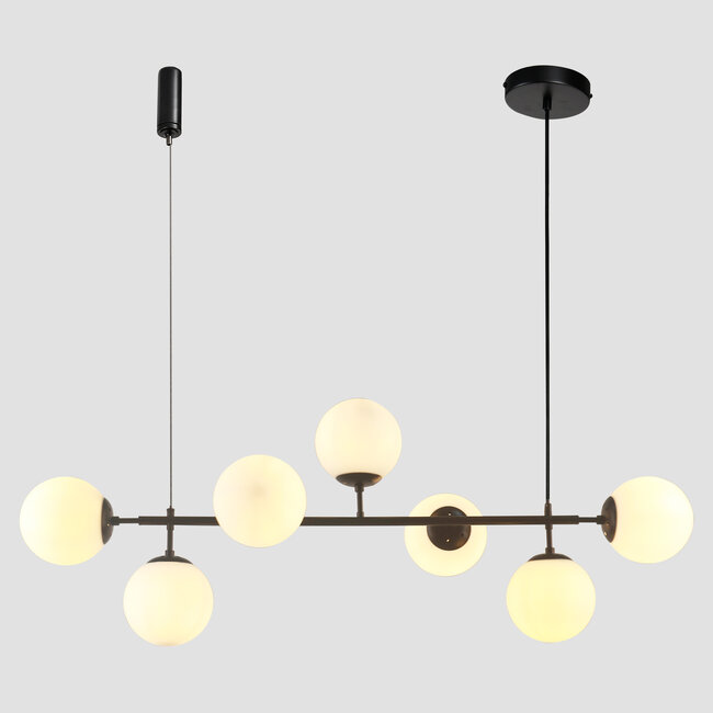 Design hanglamp zwart met melkglas - Hepta