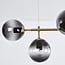 Design hanglamp Hepta goud met smoke glazen bollen