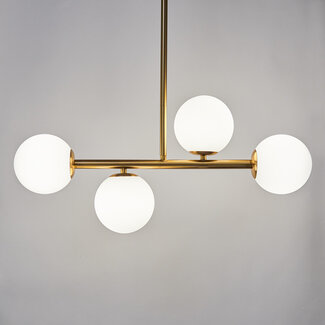 Hanglamp Asun goud met melkwit glas