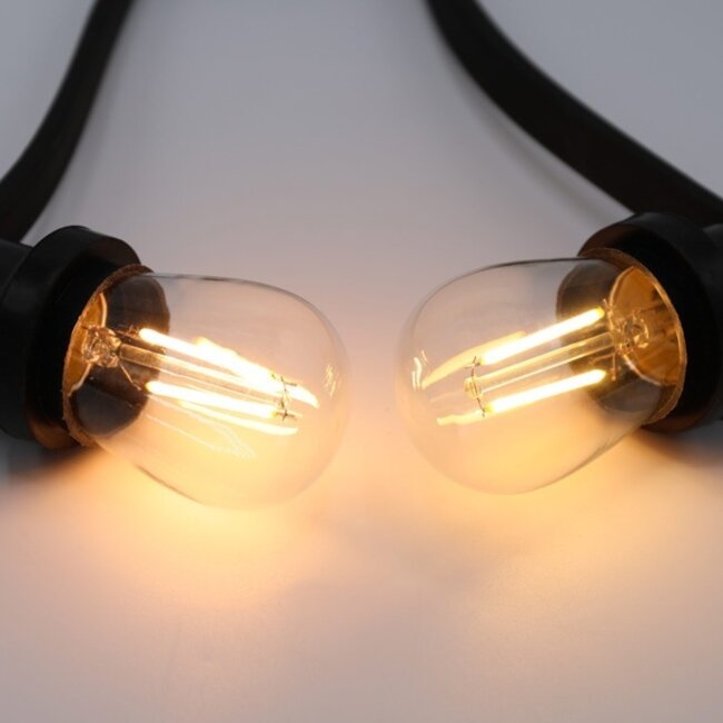Prikkabel set met 2 watt filament lampen van helder glas: optie dimbaar