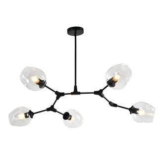 Design hanglamp  5-lichts zwart met transparant glas - Salome