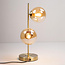 2-lichts tafellamp brons met amber glas - Ethan