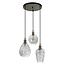 Zwarte hanglamp met smoke glas en bolling 3-lichts - Verona