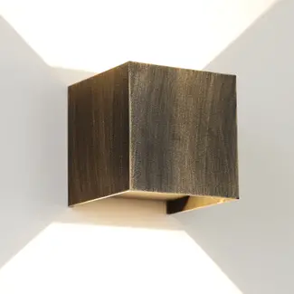 Buiten wandlamp Oliver - Zwart met geborsteld goud