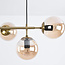 Design hanglamp Hepta goud met amber glazen bollen