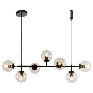 Design hanglamp zwart met transparant glas - Hepta