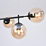 Design hanglamp Hepta met amber glazen bollen