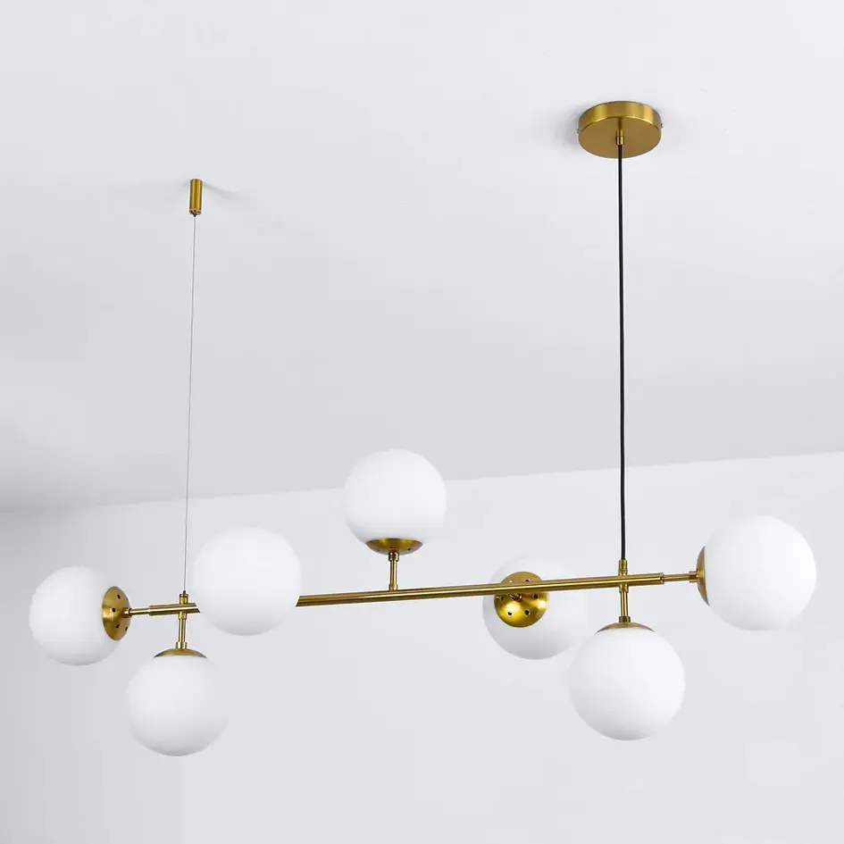 Design hanglamp goud met melkglas - Hepta