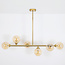 Design plafondlamp goud met amber glas, 6-lichts - Aster