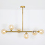 Design plafondlamp goud met amber glas, 6-lichts - Aster