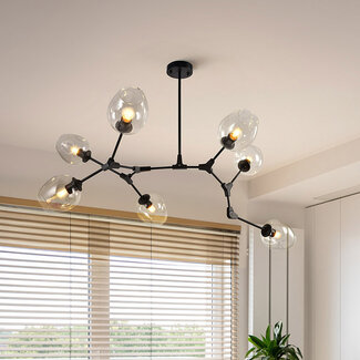 Design hanglamp  7-lichts zwart met transparant glas - Philip