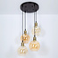 Hanglamp 4-lichts Livia - cognac en amber glas