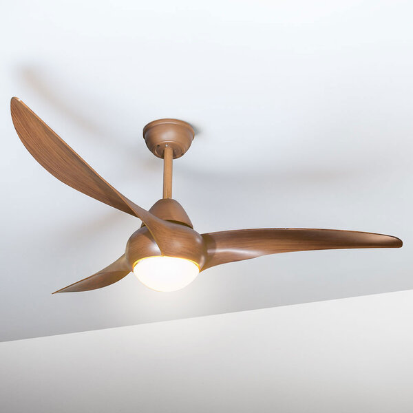 Plafondventilator met LEDs en aanpasbare kleurtemperatuur in donkerbruine houtoptiek - Wieke