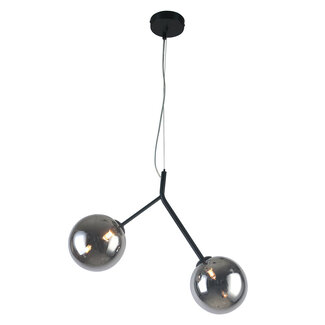 Asymmetrische hanglamp Dexter 2-lichts - smoke glas met spiegeleffect