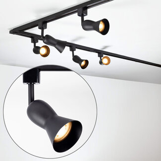 Modern 1-fase railsysteem van 3 meter met Elle spots - plafond spots