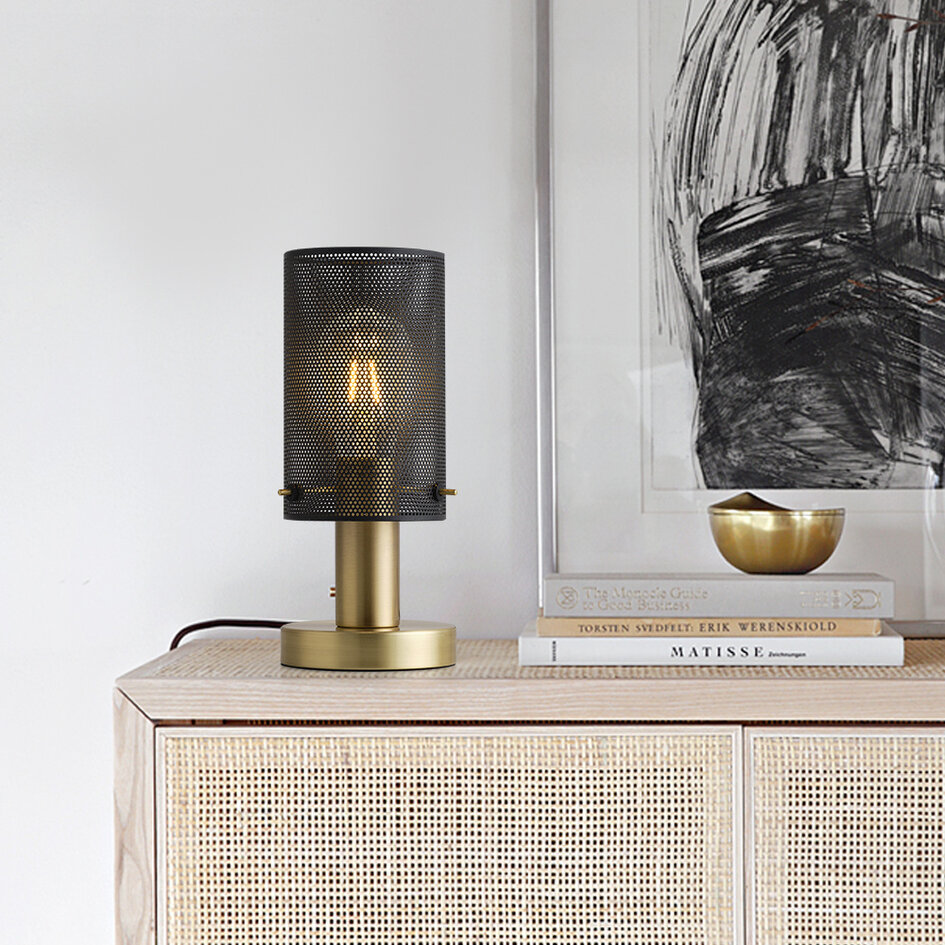 Design tafellamp Mreza met zwarte kap