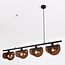 Zwarte hanglamp met smoke kappen, 4-lichts - Morandi