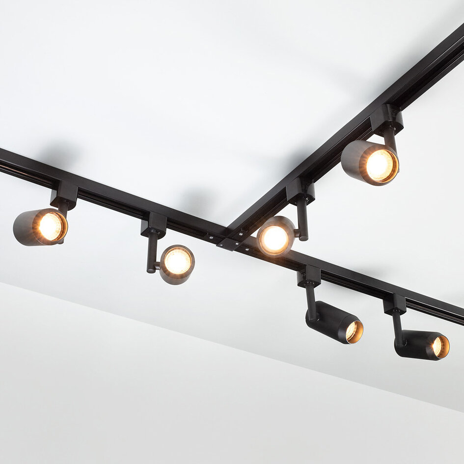 Industrieel 1-fase railsysteem van 1,5 meter met Claire spots - plafond rail