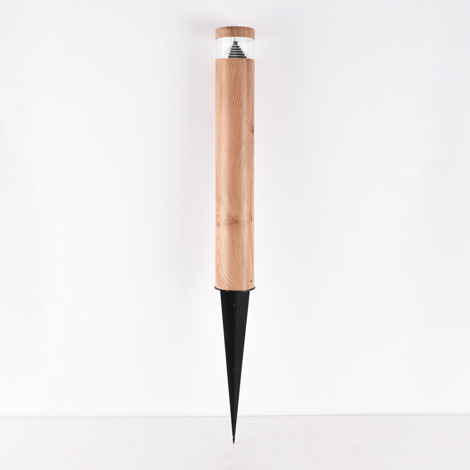 Staande buitenlamp Tadeo met grondpin - donkere houtkleur