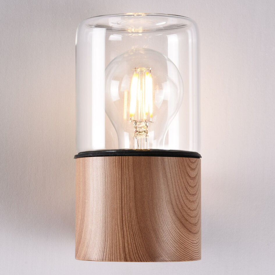 Moderne buitenlamp Juliano in hout look