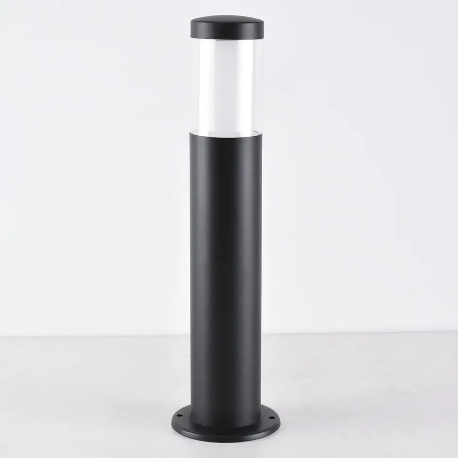 Staande buitenlamp 44 cm zwart met melkwitte kap - Leandre