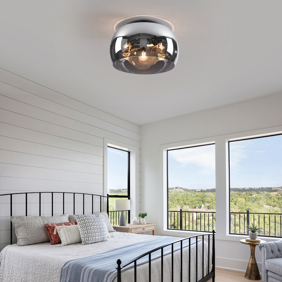 Plafondlamp met smoke glas, 3-lichts - Selin