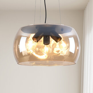 Design hanglamp Serres met amber glas, 3-lichts