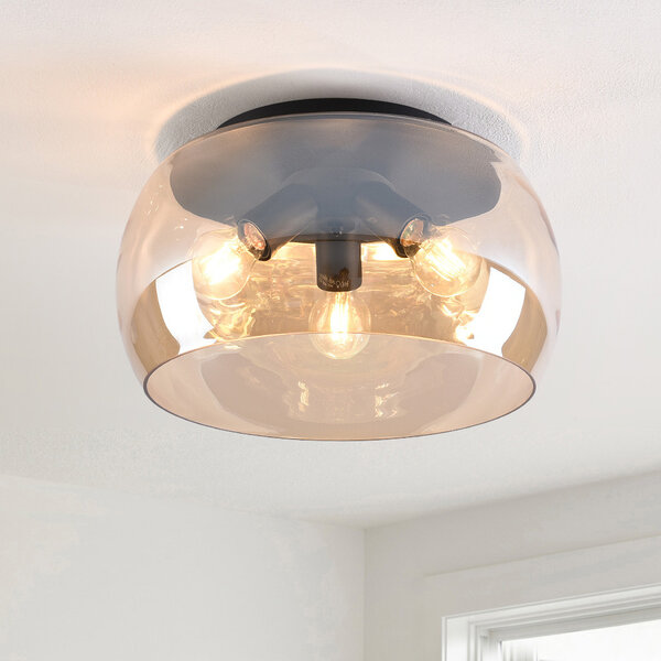 Plafondlamp met amber glas, 3-lichts - Selin