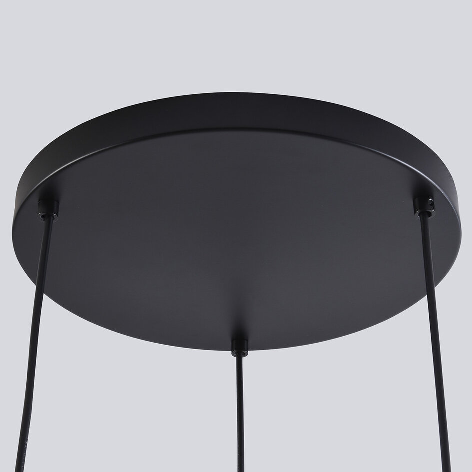 Hanglamp zwart met smoke glas, 3-lichts - Fares