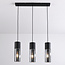 Zwarte hanglamp met 3-lichts en smoke glas - Esila