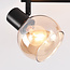 Zwarte plafondlamp in amber glas met 4 spots - Pela