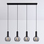 Zwarte hanglamp Imke met smoke glas, 4-lichts