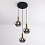 Moderne hanglamp Ismay met smoke glas, 3-lichts - goud