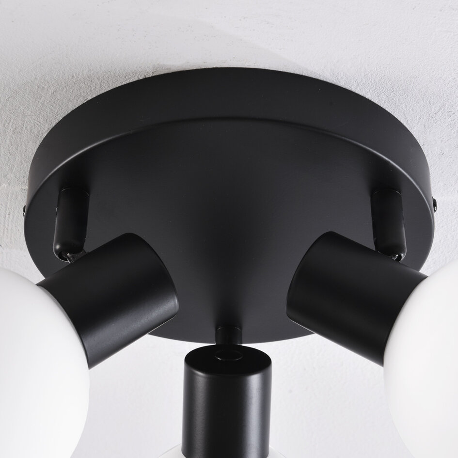 Draaibare plafondlamp met melkwit glas, 3-lichts - Peri