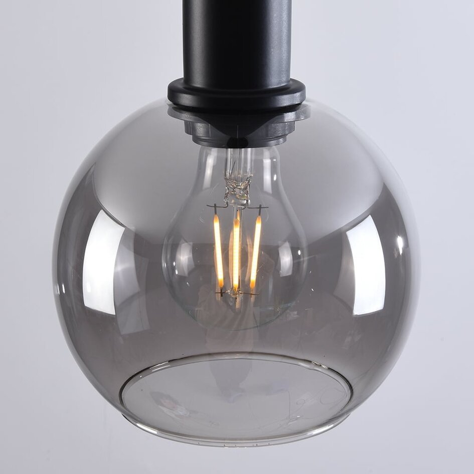 Hanglamp Inara met rookglas, 1-lichts - zwart