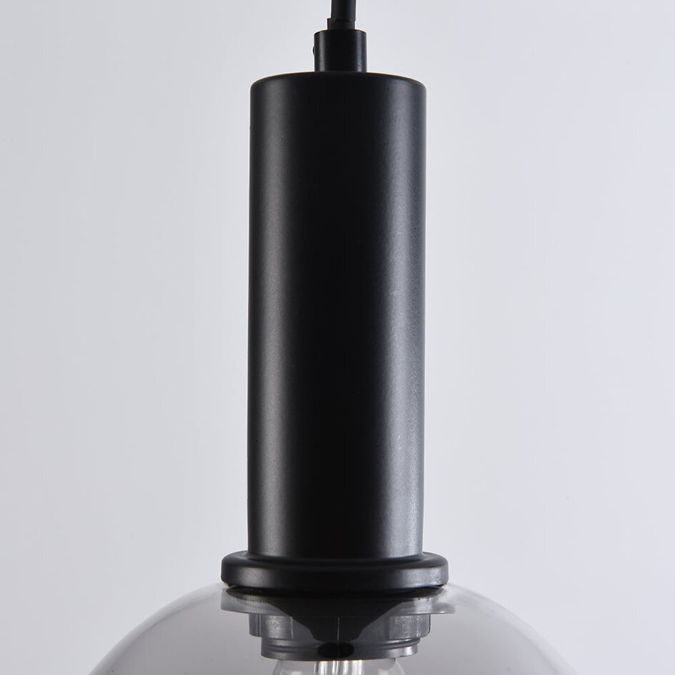 Hanglamp Inara met rookglas, 1-lichts - zwart