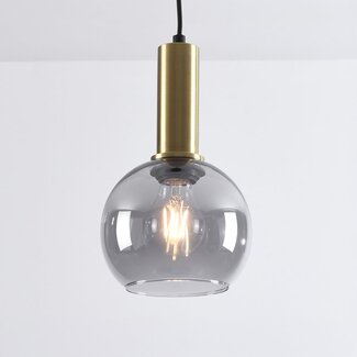 Hanglamp Inara met rookglas, 1-lichts - goud