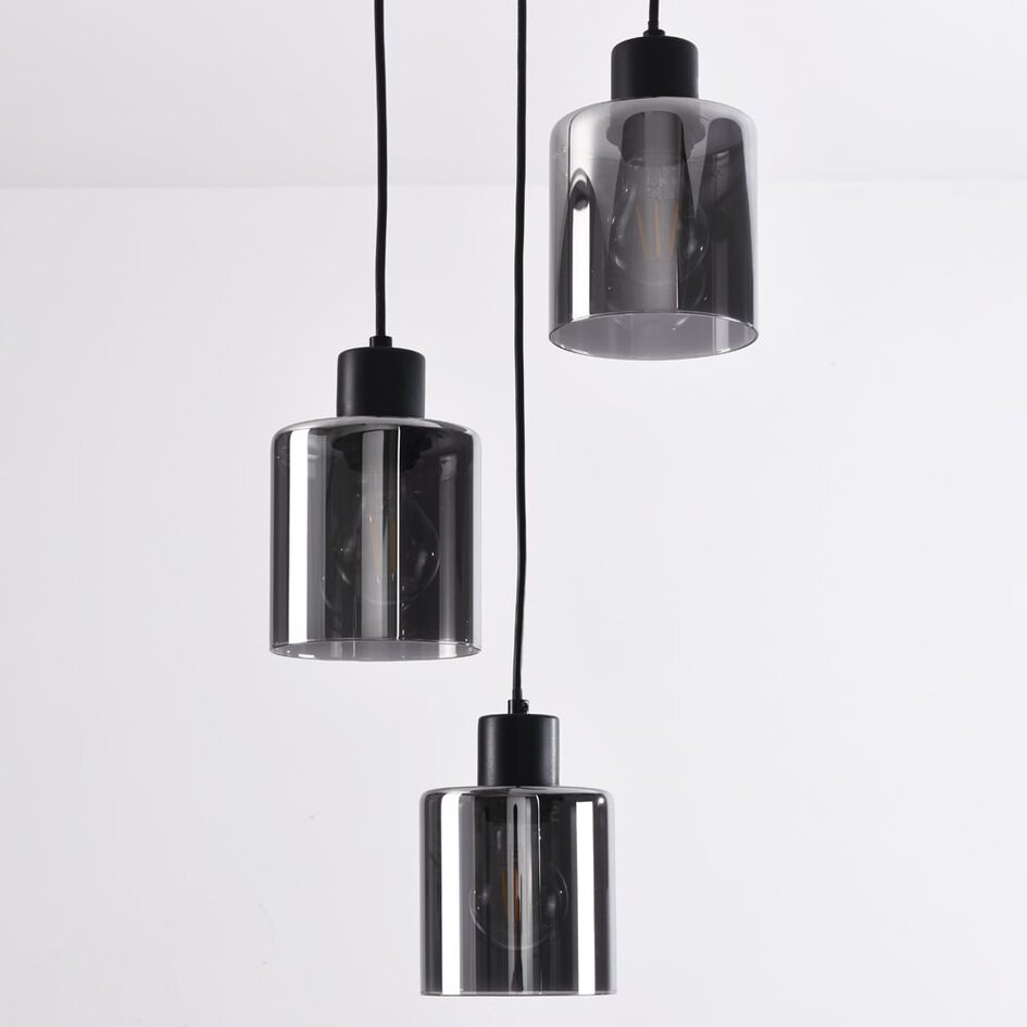 3-lichts hanglamp van smoke glas met verloop - Leana