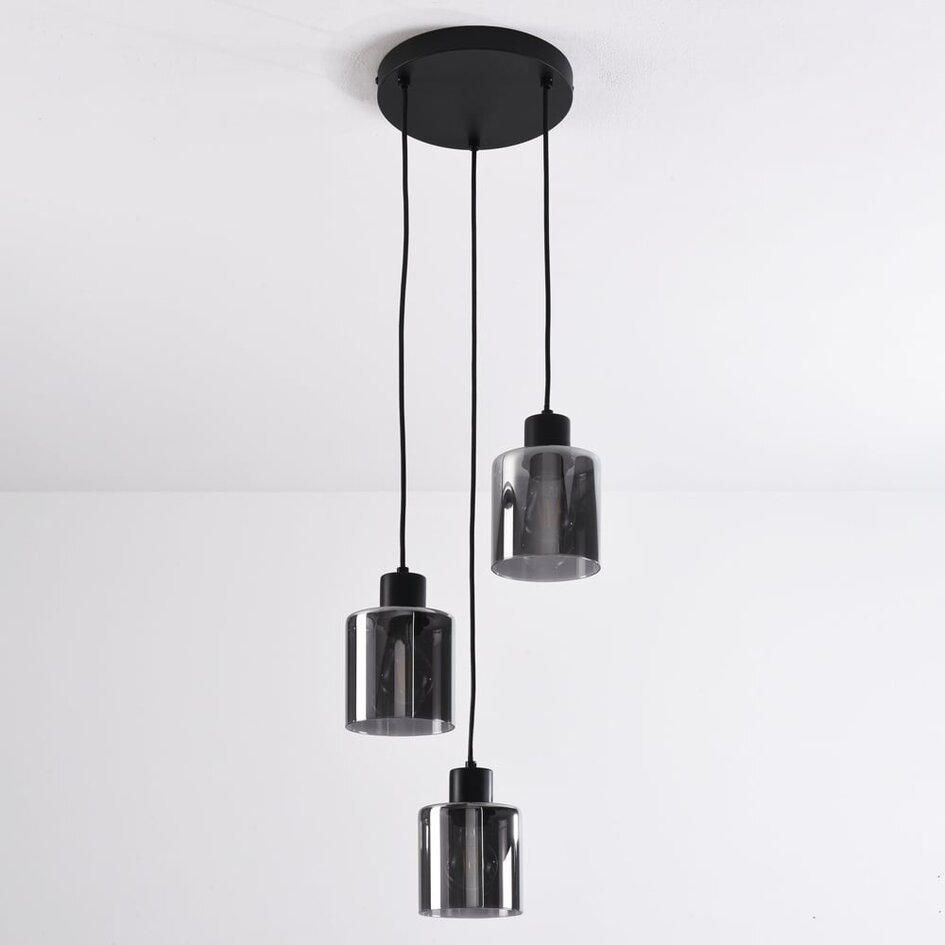 3-lichts hanglamp van smoke glas met verloop - Leana