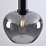Zwarte hanglamp Ischa in appelvorm smoke glas