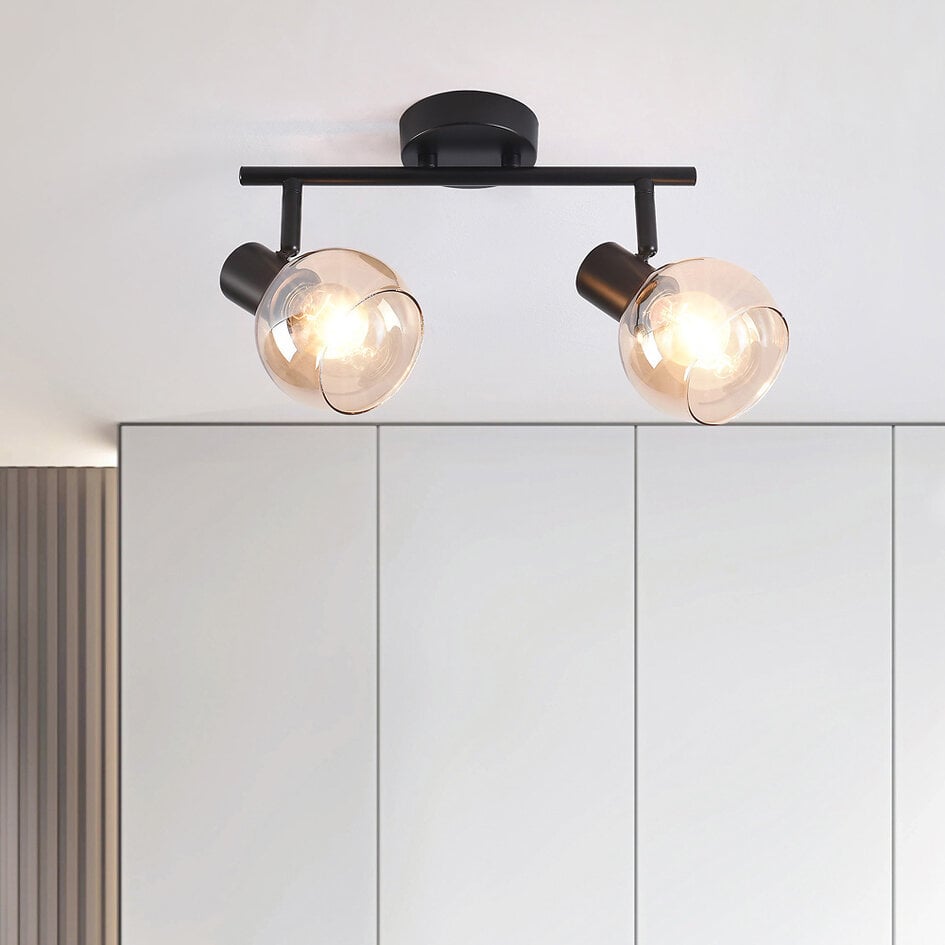 Draaibare plafondspot Phiene met amber glas, 2-lichts