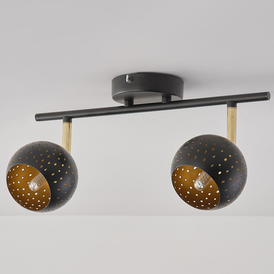 Moderne plafondspot mat zwart, 2-lichts - Edith