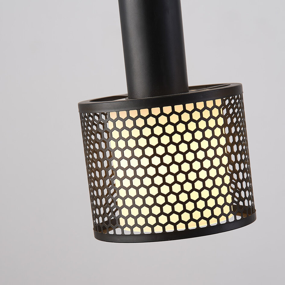 Zwarte industriële hanglamp, 5-lichts - Fosco