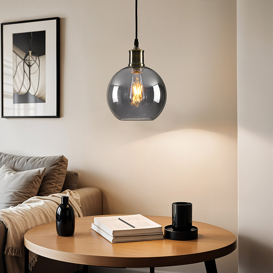 1-lichts hanglamp Lyana - Smoke glas