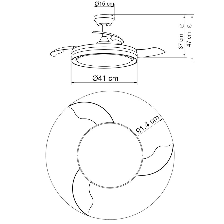 Plafondventilator wit incl. LED en afstandsbediening - Haizea